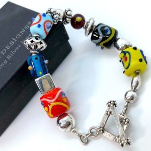 Retired Silpada Lampwork Glass Bead Bracelet 925